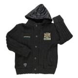 2015 winter cotton woven undetachable hooded zipper outerwear applique sweater jacket